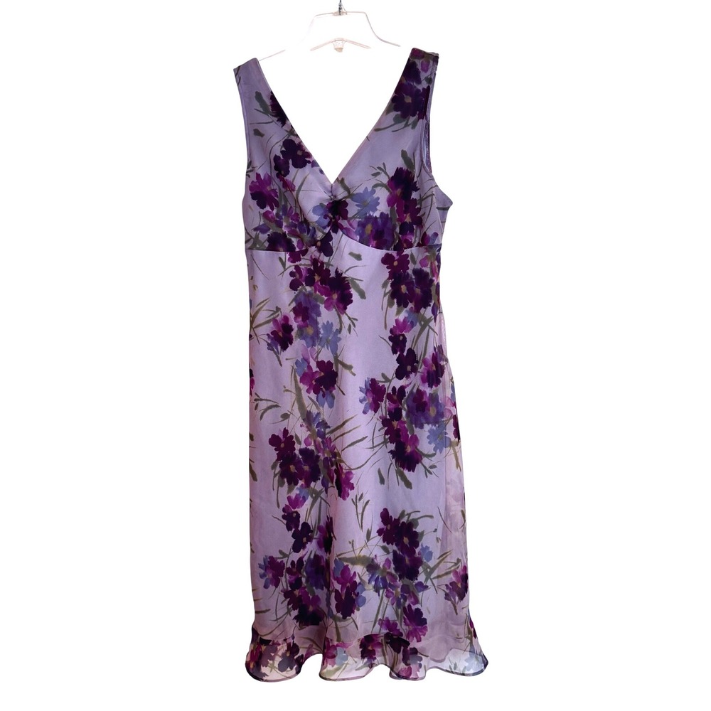 California Concepts Vintage Floral V-Neck Midi Dress Purple Size 9 Coquet Fairy